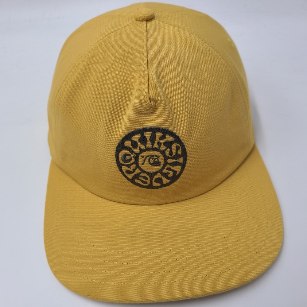 Quiksilver Hat Snapback (Fits Small) Gold Black Logo Surf Skate Skateboard Men